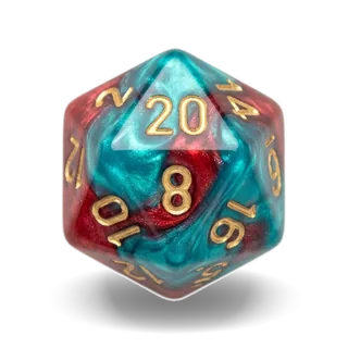 Chessex Gemini Red-Teal & Gold D20 die