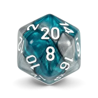 Chessex Gemini Teal-Steel & White D20 die