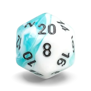 Chessex Gemini Teal-White & Black D20 die