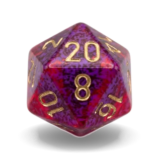 Chessex Gemini Translucent Red-Violet & Gold D20 die