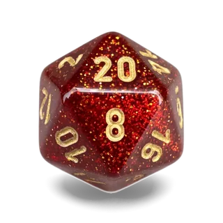 Chessex Glitter Ruby & Gold D20 die