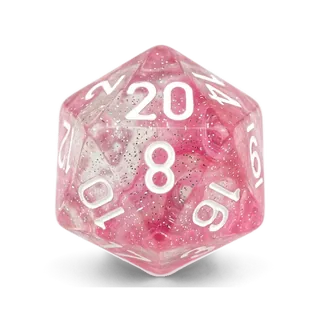 Chessex Lab Gemini Clear-Pink & White D20 die