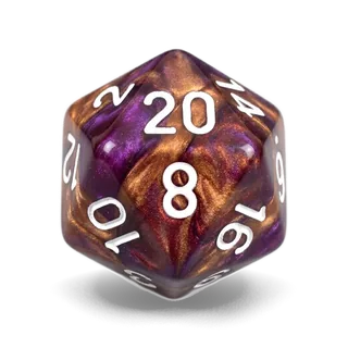 Chessex Lab Gemini Copper-Purple & White D20 die