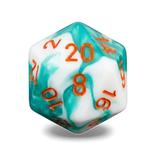 Chessex Lab Gemini Mint Green-White & Orange D20 die
