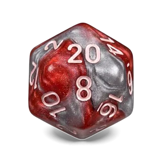 Chessex Lab Gemini Red-Steel & White D20 die