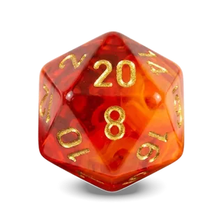 Chessex Lab Gemini Red-Yellow Translucent & Gold D20 die