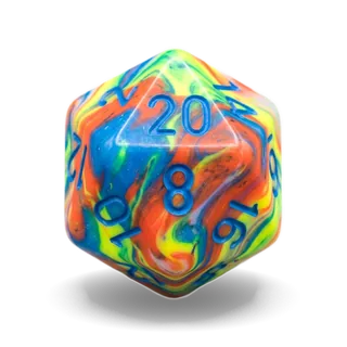 Chessex Lab Festive Kaleidoscope & Blue D20 die