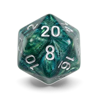 Chessex Lab Lustrous Neptune & White D20 die