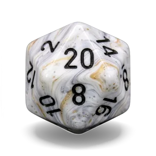 Chessex Lab Marble Calcite & Black D20 die