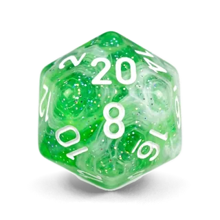 Chessex Lab Nebula Gelatinous Green & White D20 die