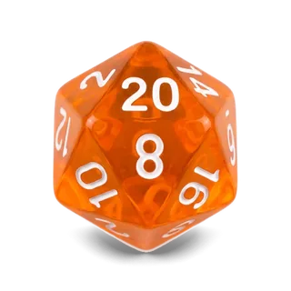 Chessex Lab Translucent Neon Orange & White D20 die