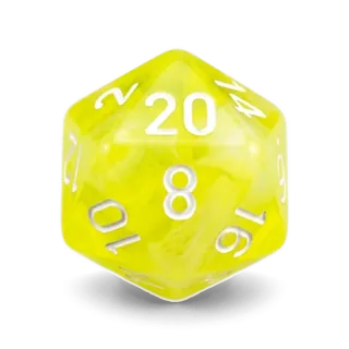 Chessex Lab Translucent Neon Yellow & White D20 die