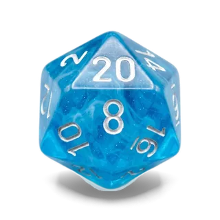 Chessex Lab Translucent Tropical Blue & White D20 die