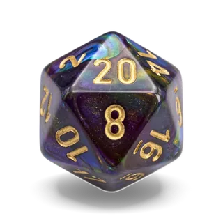 Chessex Lustrous Shadow & Gold D20 die