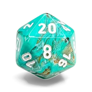 Chessex Marble Oxi-Copper & White D20 die