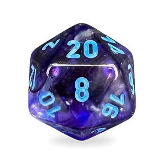 Chessex Nebula Nocturnal & Blue D20 die