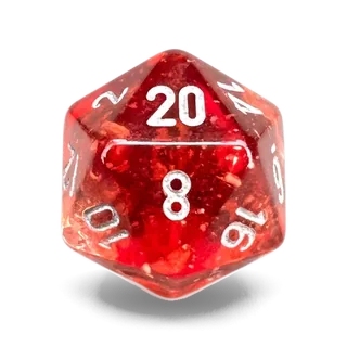 Chessex Nebula Red & Silver D20 die