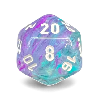 Chessex Nebula Wisteria & White D20 die
