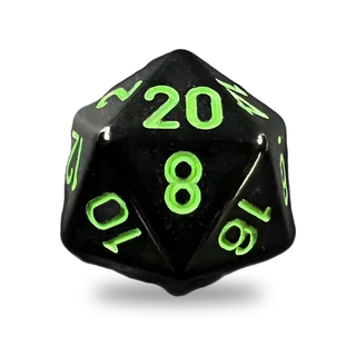 Chessex Opaque Black & Green D20 die