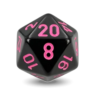 Chessex Opaque Black & Pink D20 die