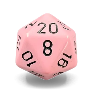 Chessex Opaque Pastel Pink & Black D20 die