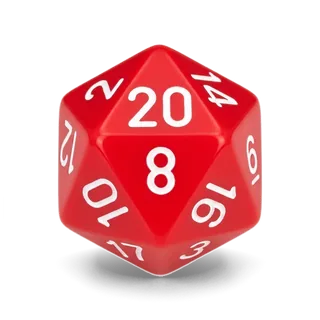 Chessex Opaque Red & White D20 die