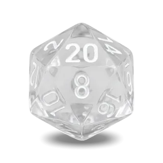 Chessex Translucent Clear & White D20 die