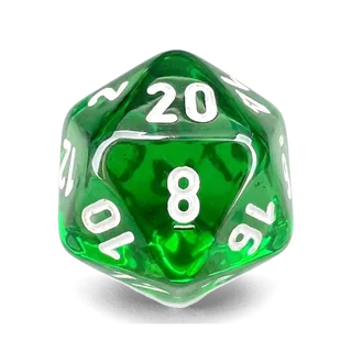 Chessex Translucent Green & White D20 die