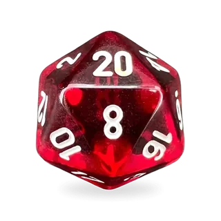 Chessex Translucent Red & White D20 die