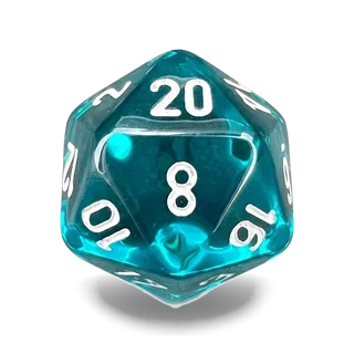Chessex Translucent Teal & White D20 die