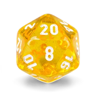 Chessex Translucent Yellow & White D20 die