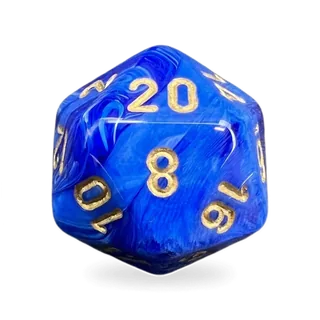 Chessex Vortex Blue & Gold D20 die