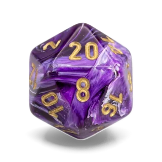 Chessex Vortex Purple & Gold D20 die